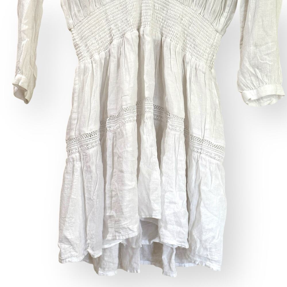 Rails Jasmine White Lace Detail Dress Linen Blend Long Sleeve Womens Size Small - Picture 7 of 14